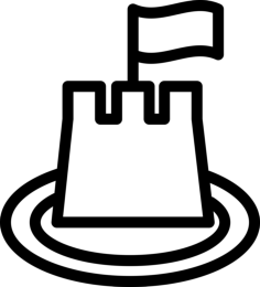 Castle Top With Flag Outline Digital Sketch Svg Design, Free Vectors File